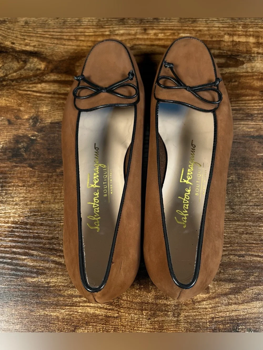 Salvatore Ferragamo Loafers Brown Black‎ Trim Big Girl Kids 4.5